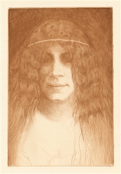 Henri Guerard original etching "TÃªte de jeune fille"