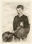 Edouard Manet original etching "Le Gamin" The Urchin - Boy with a Dog