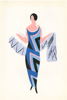 Sonia Delaunay pochoir "Dame en bleu"