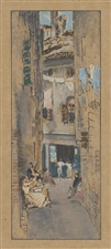 James Whistler lithograph "Bead-Stringers, Venice" 1905