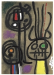 Joan Miro "Personnage et oiseau" pochoir 1965 | Cartones