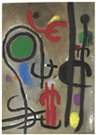 Joan Miro "Femme et oiseau dans la nuit" pochoir 1965 | Cartones