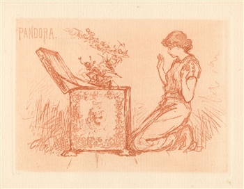 Frederick Stuart Church original etching "Pandora"