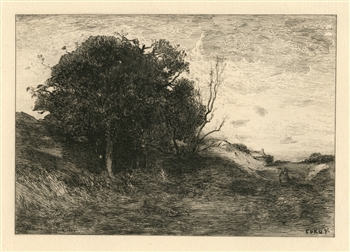 Jean-Baptiste Corot etching (Paysage)