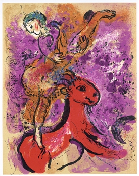 Marc Chagall "Woman Circus Rider on Red Horse" original lithograph