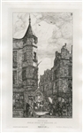 Charles Meryon original etching "Tourelle Rue de L'Ecole de Medicine 22"