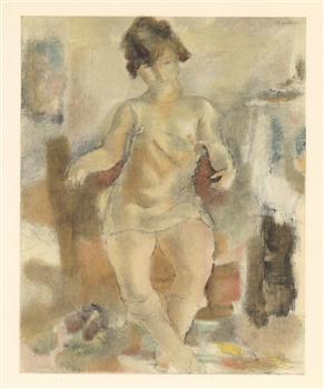 Jules Pascin lithograph "Nu a la chemise rose"