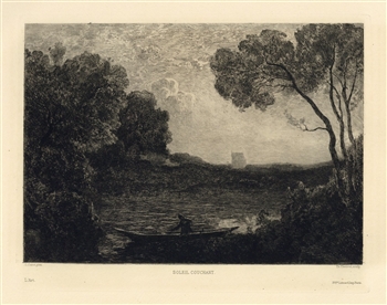 Jean-Baptiste Corot etching "Soleil Couchant"