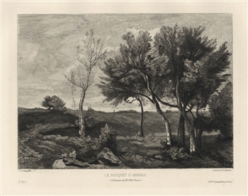 Jean-Baptiste Corot etching "Bouquet d'Arbres"