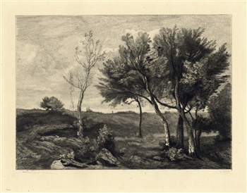 Jean-Baptiste Corot etching "Bouquet d'Arbres"