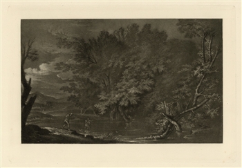 Salvator Rosa "Mercury and the Woodman" mezzotint