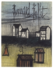 Bernard Buffet original lithograph "A Small Beach"