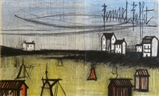 Bernard Buffet original lithograph "A Small Beach"