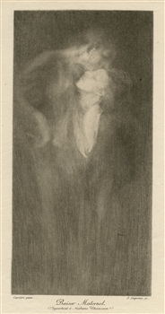 Eugene Carriere Symbolist drypoint Baiser maternel