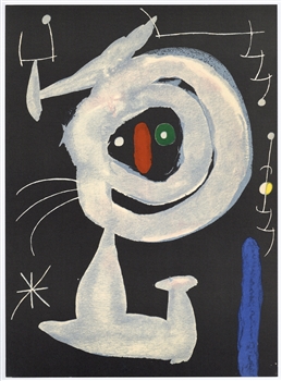 Joan Miro lithograph Femme dans la nuit, 1967, derriere