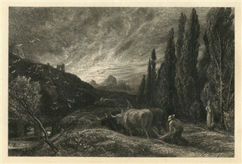 Samuel Palmer original etching "The Early Ploughman"