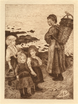 Pierre-Auguste Renoir etching Pecheurs au bord de la mer, renoir impressionist art