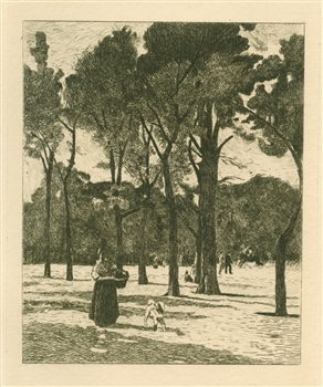 Stanislas Lepine etching Esplanade des Invalides, Lepine 1892 Impressionist Art L'Art Impressionniste