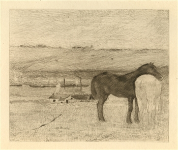 Edgar Degas etching Chevaux au paturage, Degas 1892 Impressionist Art L'Art Impressionniste