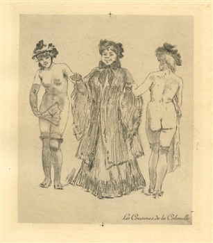 Felicien Rops engraving Cousines de la Colonelle