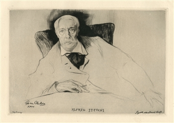 Edgar Chahine "Alfred Stevens" original etching and drypoint