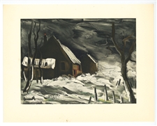 Maurice de Vlaminck "La Maladrerie under Snow" lithograph