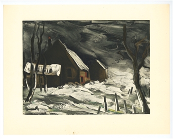 Maurice de Vlaminck "La Maladrerie under Snow" lithograph