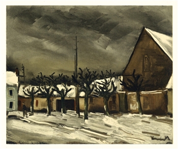 Maurice de Vlaminck lithograph "Lime Trees under Snow"