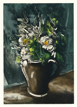 Maurice de Vlaminck lithograph "Flowers in a Stoneware Jug"