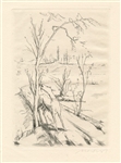 Felix Meseck "Landschaft mit Ziegen" signed original etching