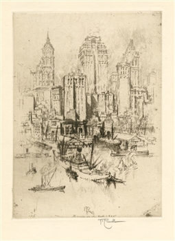 Joseph Pennell "My New York" signed original etching