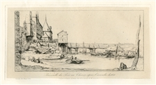 Charles Meryon etching "Passerelle du Pont au Change"
