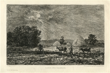 Charles Daubigny "Clair de lune a Valmondois" original etching