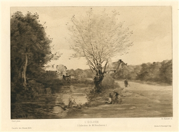 Jean-Baptiste Corot etching L'ecluse