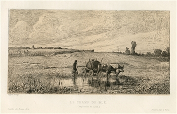 Adolphe Appian "Le champ de ble" original etching