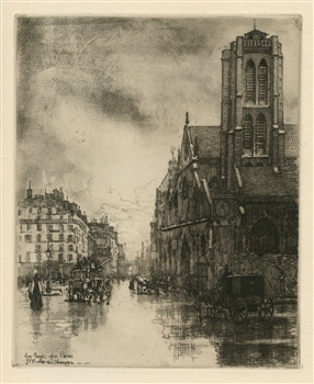 Eugene Bejot original etching "Saint Nicolas-des-Champs"
