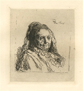 Rembrandt van Rijn (after) "The Artist's Mother" etching