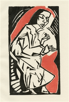 Erich Heckel Liegende original woodcut