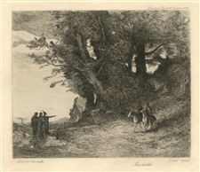 Jean-Baptiste Corot etching "Macbeth"
