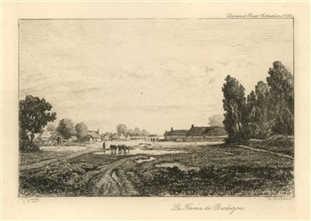 Theodore Rousseau "Ferme de Barbizon" etching