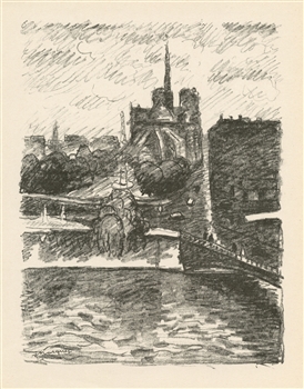 Albert Marquet original lithograph "L'Abside de Notre-Dame"