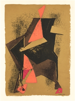 Marino Marini lithograph Cavalier sur fond ochre