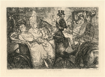 John Sloan original etching "Une rue a New York" - Fifth Avenue