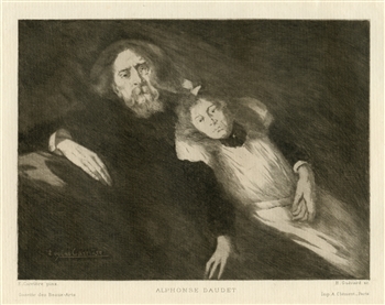 Eugene Carriere etching Alphonse Daudet