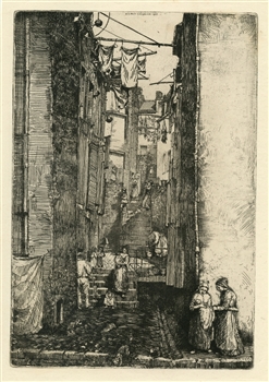 Donald Shaw MacLaughlan original etching "La ruelle du pecheur"