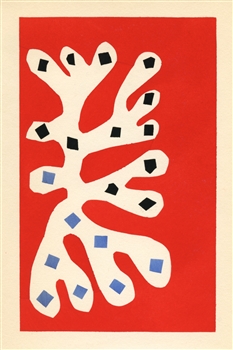 Henri Matisse pochoir "Algue blanche sur fond rouge"