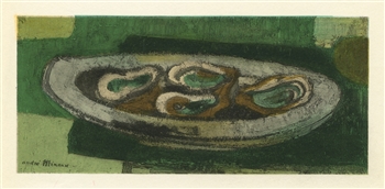 Andre Minaux lithograph "Plate of Oysters"