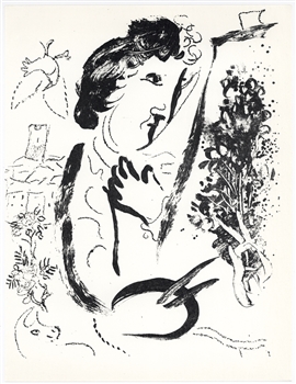 Marc Chagall original lithograph "Self Portrait"