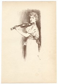 Fernand Khnopff Violinist original lithograph