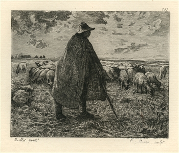 Jean-Francois Millet etching Shepherd Tending his Flock